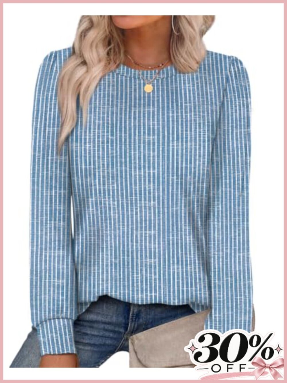 Womens Long Sleeve Tunic Top Crewneck Striped Pullover Blouse Fall